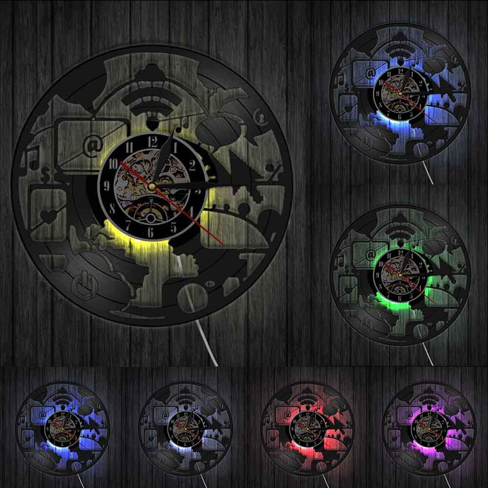 Geek – horloge murale Chic en vinyle pour ordinateur, décoration artistique moderne, pour cyber-école, Geek Nerd