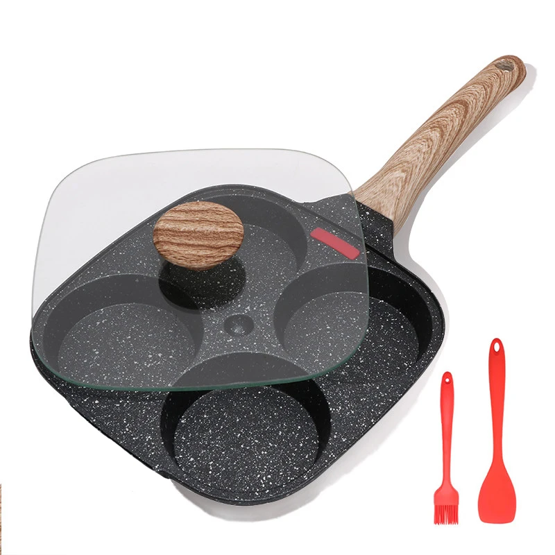4- huls omeletpande stegegryde med låg fortykket bøfpande brød morgenmadsmaskine induktion universal nonstick æggepandekage: Gul