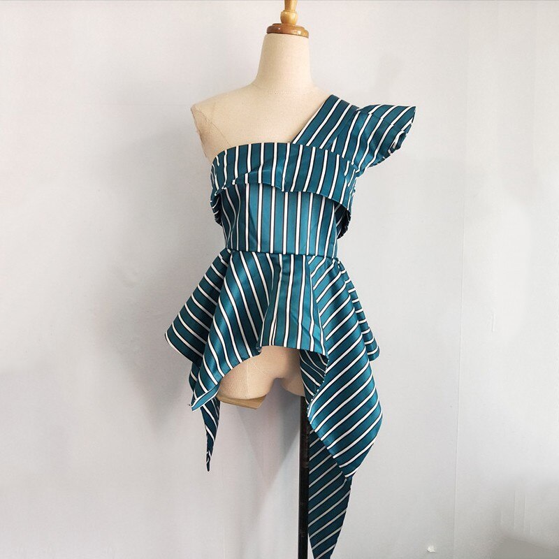 Vgh Lente Onregelmatige Korte Vrouwen Blouse Mouwloze Skew Kraag Vlinder Zoom Terug Rits Vrouwelijke Overhemd