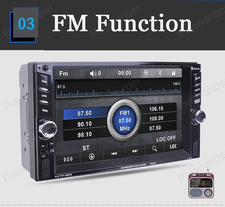 2din Car Radio Player 6.6 inch TFT Double din Touch Screen Audio 2 Din Autoradio MirrorLink Multimedia Player FM Stereo