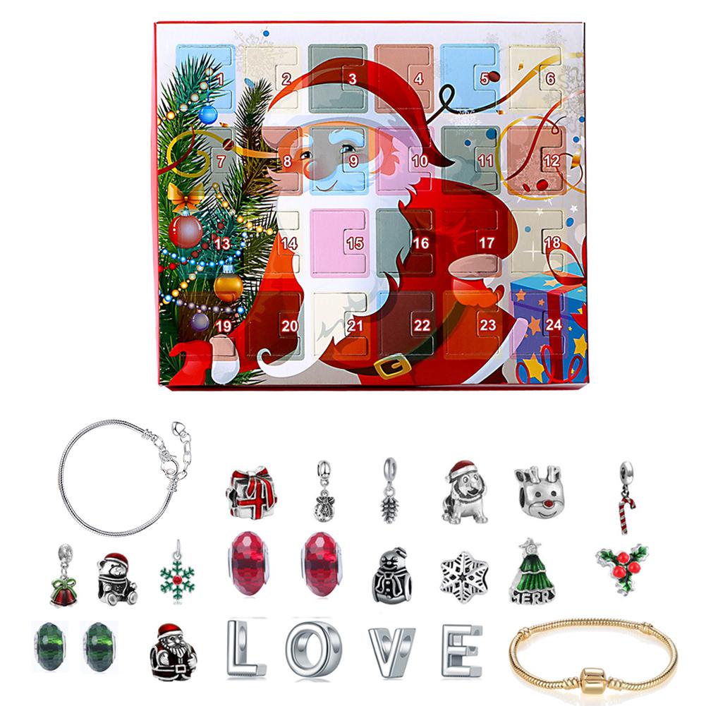 Schneemann Weihnachten Advent Kalender Frauen Mädchen Schmuck DIY Countdown-Kalender 24 Tage Reize Mit Armbinde einstellen freundlicher Überlegene: A