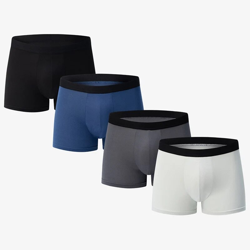 4 piezas de ropa interior Boxer de Color sólido para hombres europeos y americanos, bañadores cómodos, ropa interior Boxer juvenil de gran tamaño