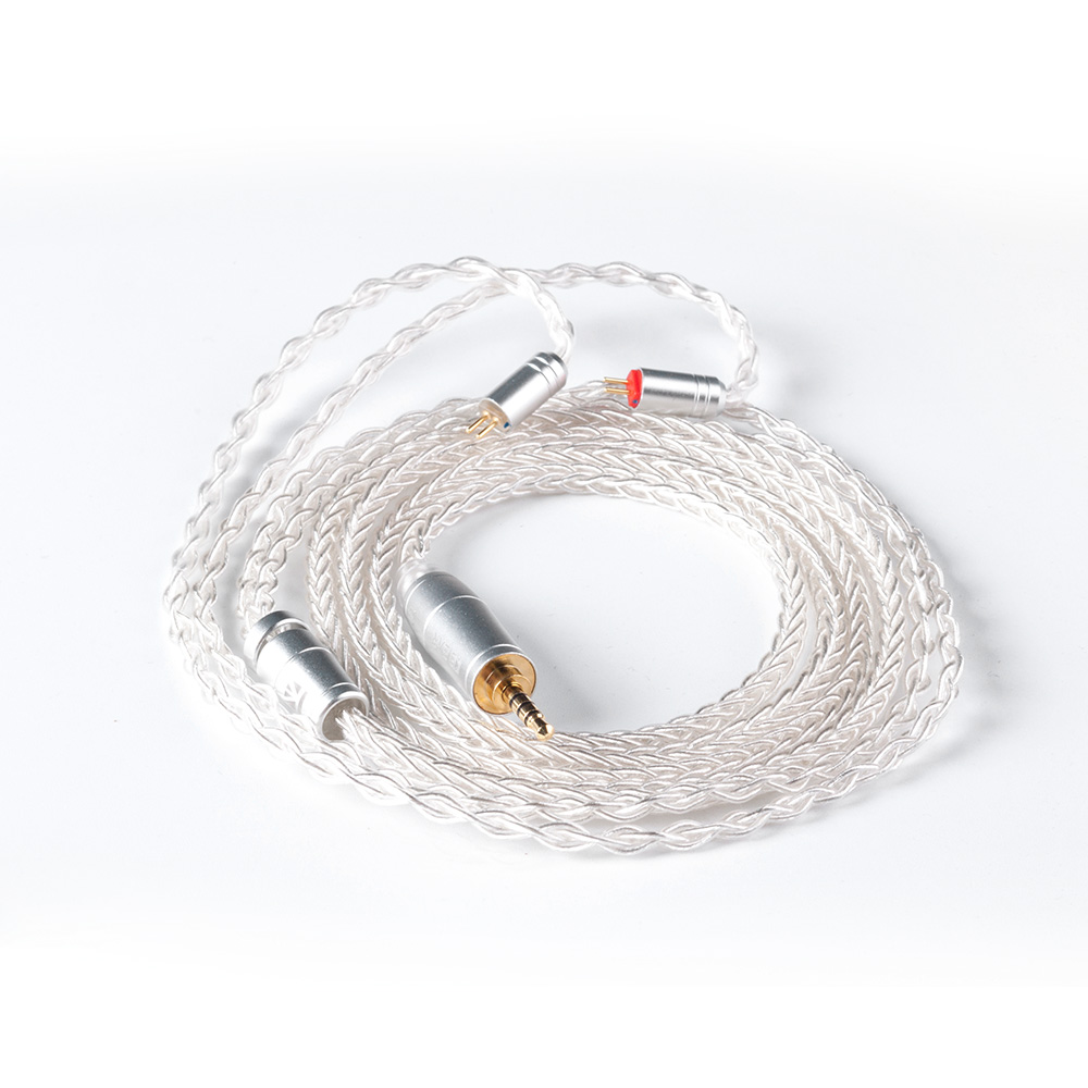 KBEAR 8 Core Upgraded Silver Wired Earphone Cable 2PIN/MMCX/QDC Gaming Headphones Earbuds Headset KBEAR KS1 KS2 TRI Meteor IEMs