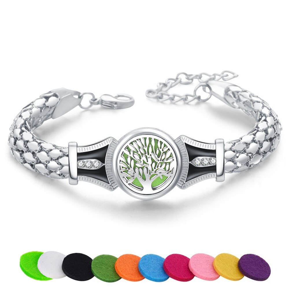 Aromatherapie Armbinde Schmuck Ätherisches Öl Diffusor FlüGel Blume Liebe Baum Medaillon Armbinde Parfüm Medaillon Armreif Magnetische: MN0003