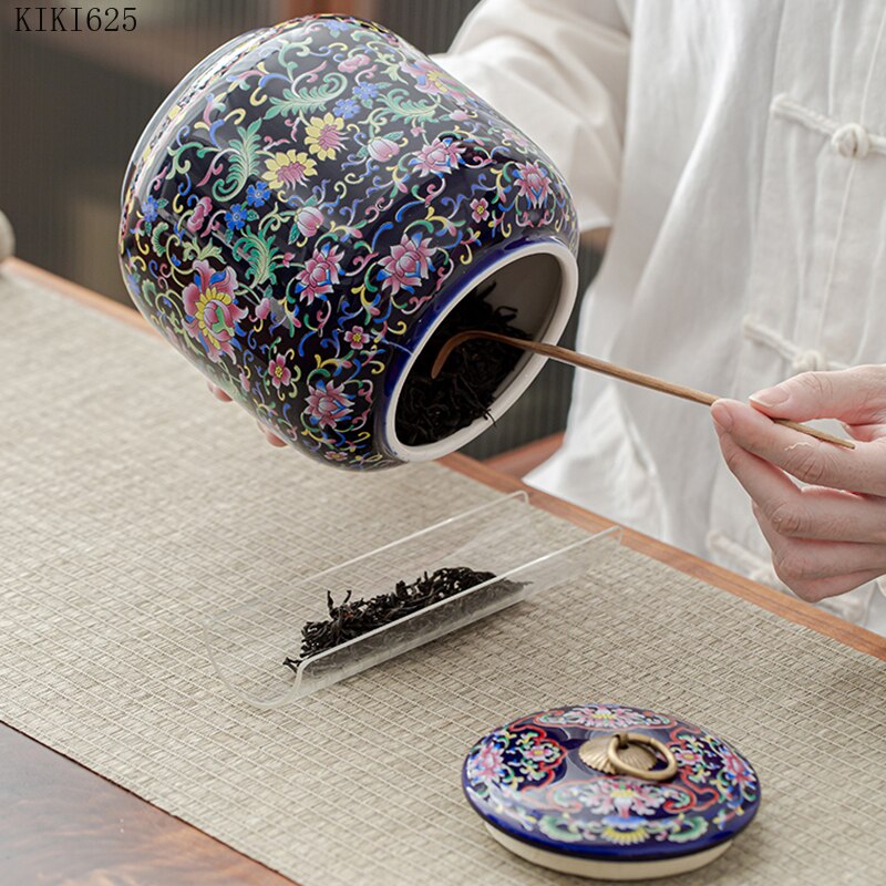 Chinese Style Blue and White Porcelain Tea Box Home Candy Nut Sealed Storage Jar Ceramic Candy Storage Jar Home Decor