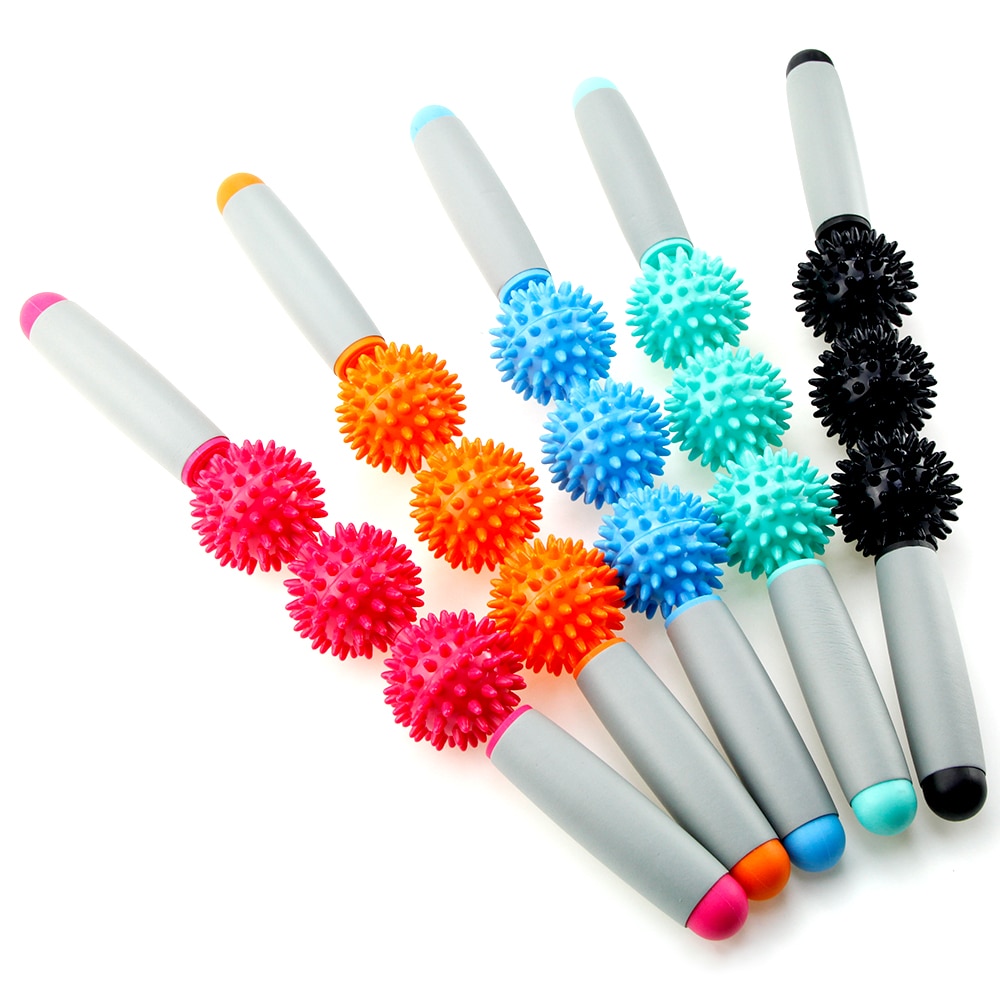 Muskelmassage roller stick body relax tool muskel roller sticks med 3 punkt spids kugle