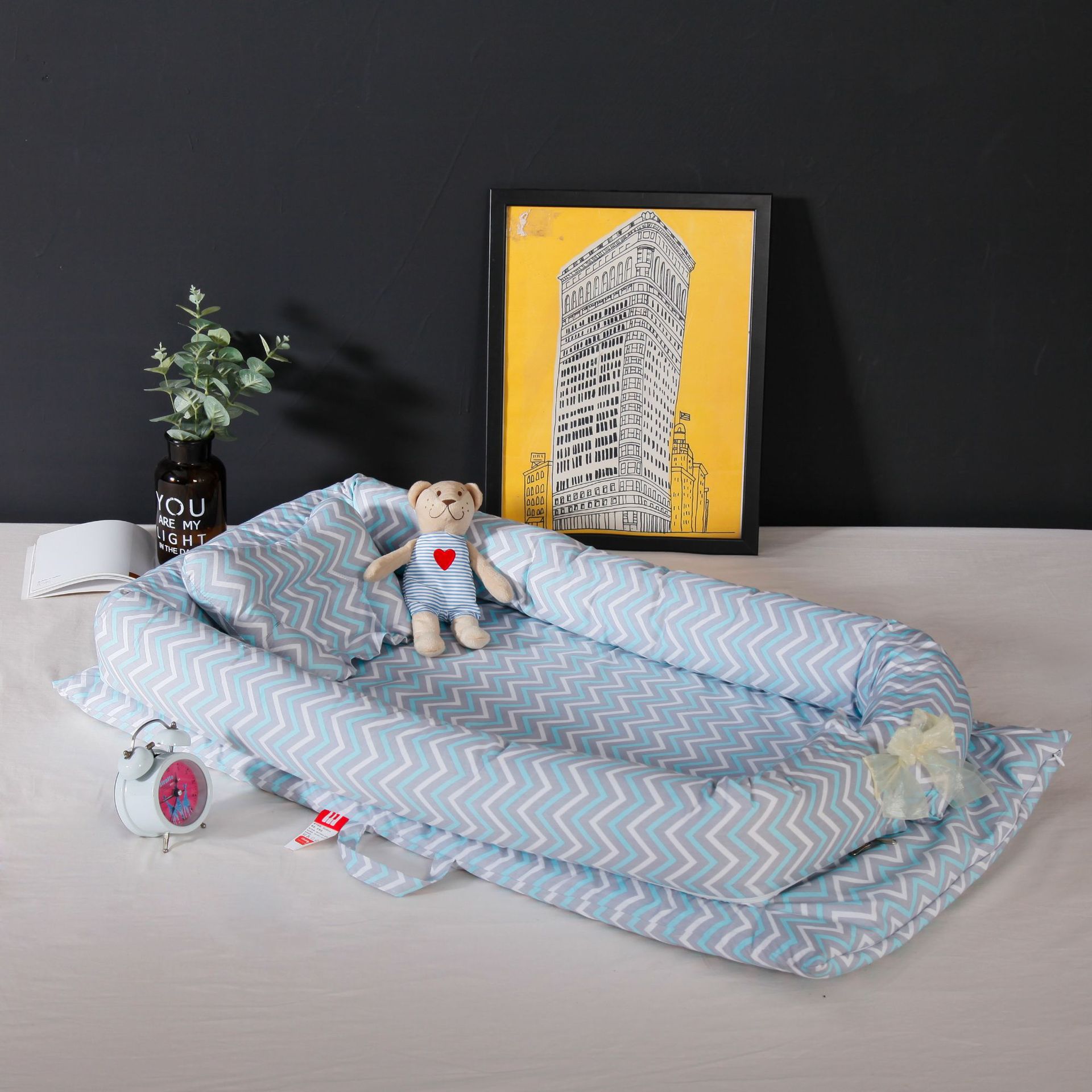 Baby Kinderbox Bed Baby Wieg Pasgeborenen Reizen Babybedjes Gestreepte Gedrukt Kind Lounger Opvouwbare Draagbare Kinderen Katoen Cradle Kid: 9