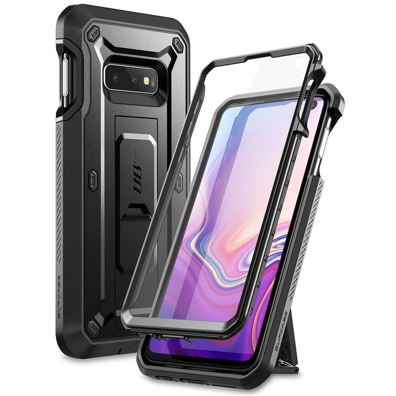 Voor Samsung Galaxy S10e Case 5.8 Inch Ub Pro Full-Body Robuuste Holster Beschermhoes Met Ingebouwde screen Protector &amp; Kickstand: Black