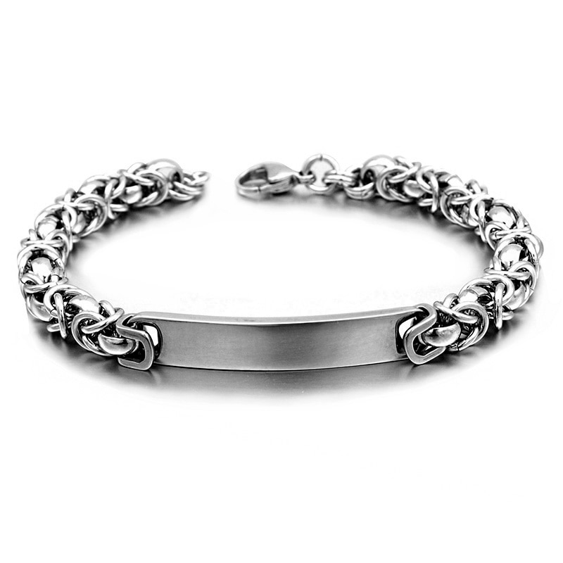 Stainless Steel Bracelets Men Jewelry ID Bracelet Byzantine Link Chain Style