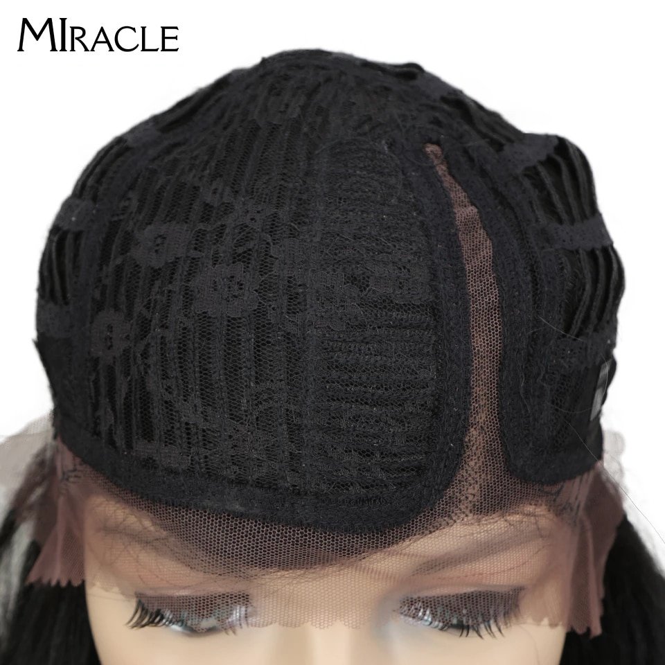 Miracle 20 "Hoge Temperatuur Fiber Hair Omber Gold Golvend Haar Lange Losse Golvend Pruiken Rode Synthetische Lace Front Pruik voor Zwarte Vrouwen