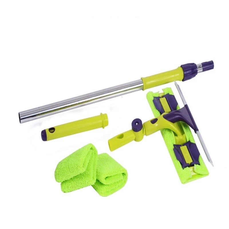 Window Glass Double-sided Rotating Cleaning Mop Telescopic Rod Window Cleaner Squeegee Wiper Long Handle