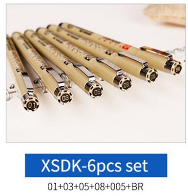 SAKURA-pluma de aguja de pintado a mano, aguja de boceto para dibujar manga, Micron, delineador, pluma de línea de gancho, suministros de arte: XSDK 6pcs set