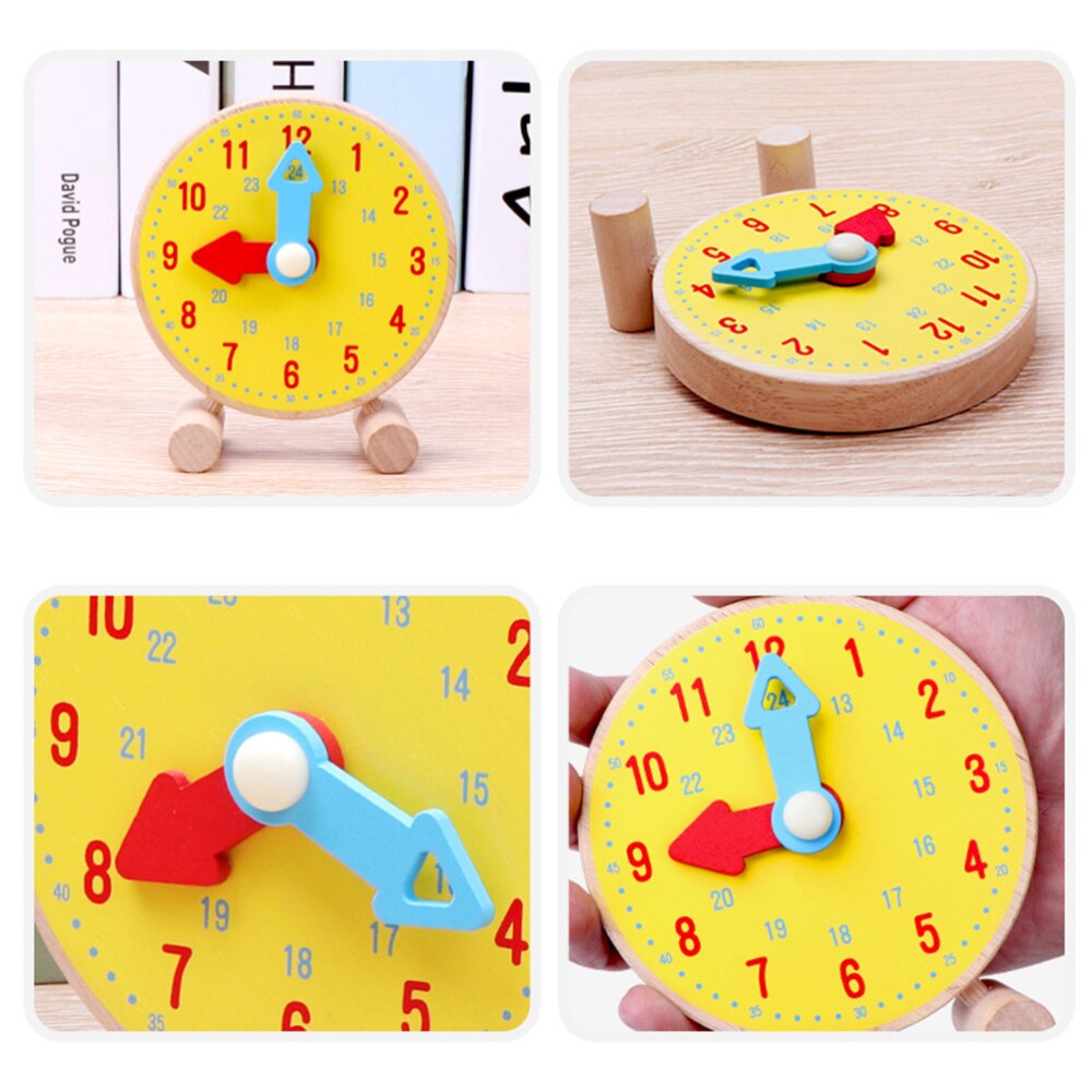 Reloj educativo de madera original duradero y ligero para niños pequeños, 1 unidad