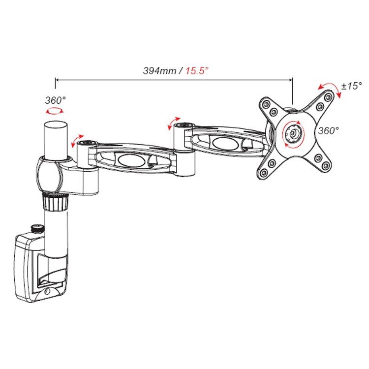 Aluminium 360 Graden Full Motion 13 &quot;-27&quot; LCD LED Monitor Houder Hoogte Verstelbare TV Beugel Arm