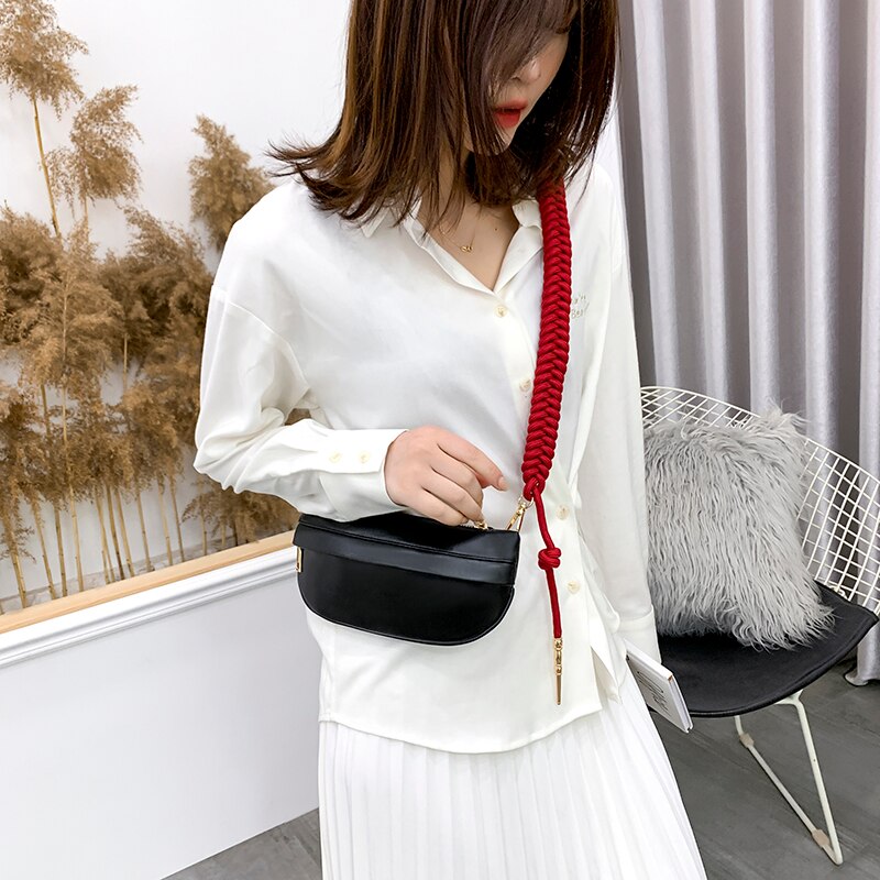 Midjevesker for kvinner brystveske i skinn tilfeldig crossbody-veske brystveske kvinnelig vevstropp skulderpakke fanny pack