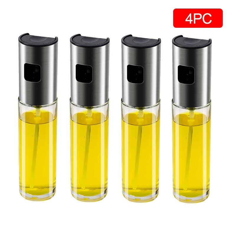 IWELAI Kitchen Baking Oil Chef Motor Oil Spray Empty Bottle Dispenser Cooking Tool Salad Barbecue Cooking Glass Oil Sprayer: 100ML 4PC