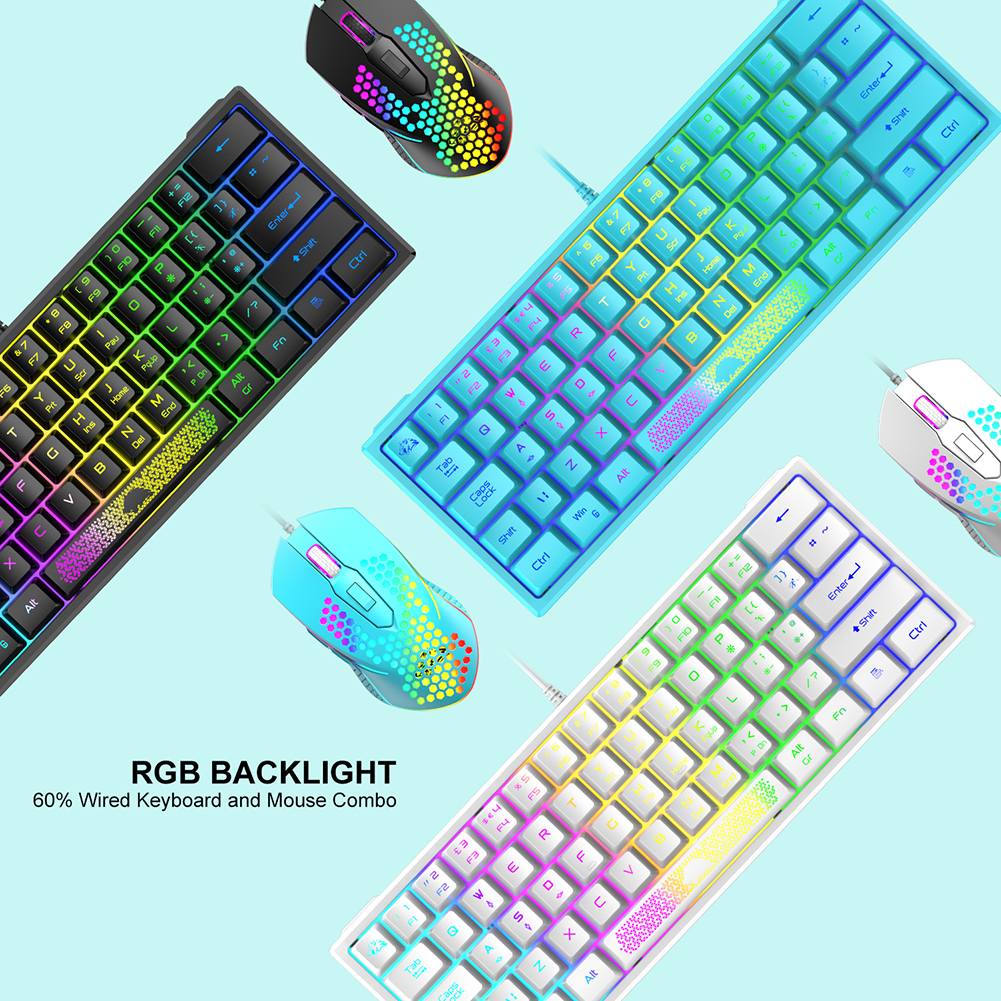 Ergonomic Backlit Laptop Computer USB Percent RGB Wired Keyboard 62 Keys Ergonomic Gaming Laptop Keyboard