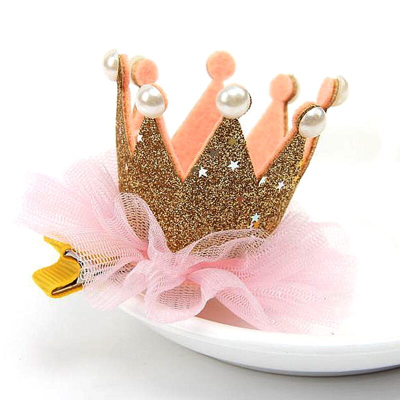 Children Princess Crown Hairpin Girls Lace Barrette Adult Kids Hair Jewelry BB Hair Clips Accessories Headwear