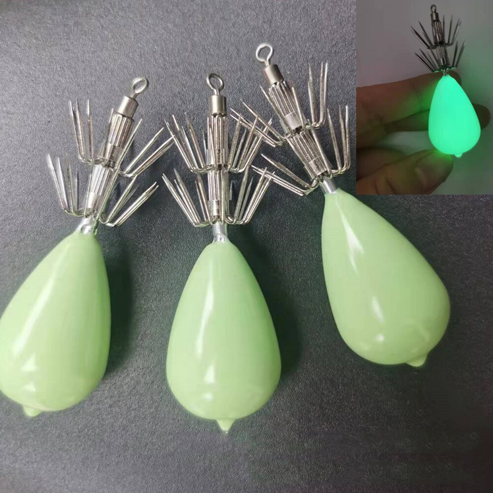 Anzuelo de calamar giratorio luminoso de doble capa, anzuelo de pesca que brilla en la oscuridad, Jig de pulpo, accesorios de aparejos de pesca