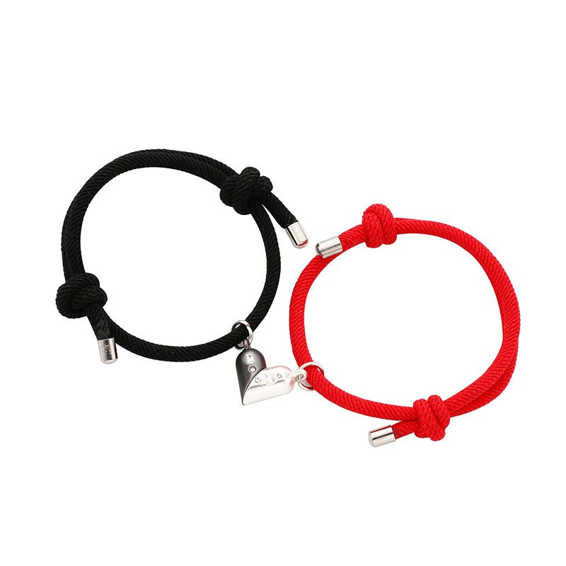 Bracelet hand-woven imported red and black rope couple bracelets a pair of magnet stone bracelets: 1