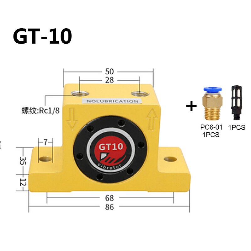 GT8/10/13/16/20/25/30/36/48/60 Pneumatische Vibrator Gt turbine Oscillatoren Pneumatische Industrie Vibrator Hamer Blanking Onderdelen: GT-10