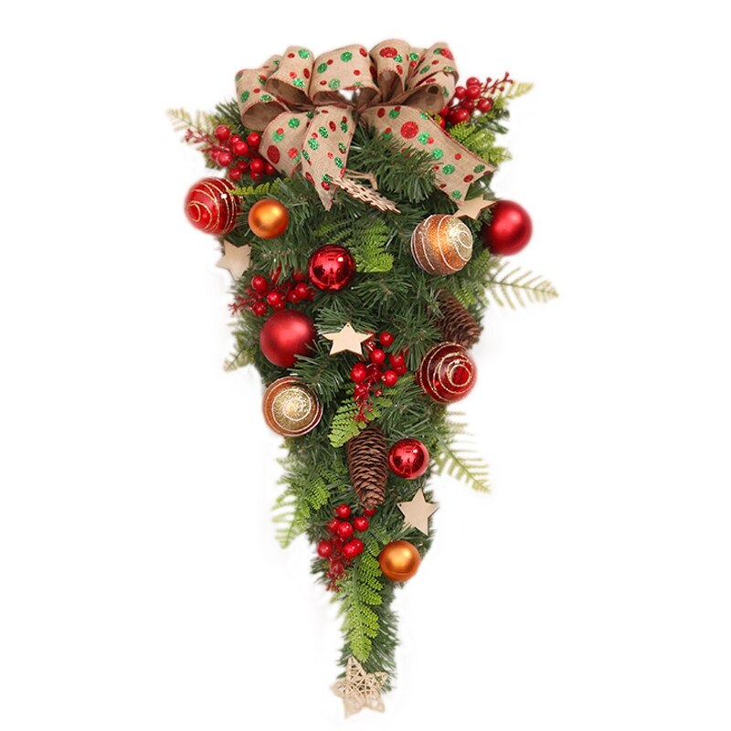 23.6 tommer bondegård kunstig juledråbe swag dør swag dekoration med bær, fyrretræ til indendørs og væg hjem