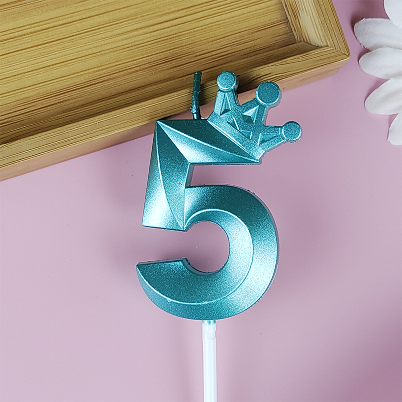 Tiffany Blue Cake Number 0-9 Candle Crown Birthday Boy Prince Party Celebration Birthday Cake Decoration: light green