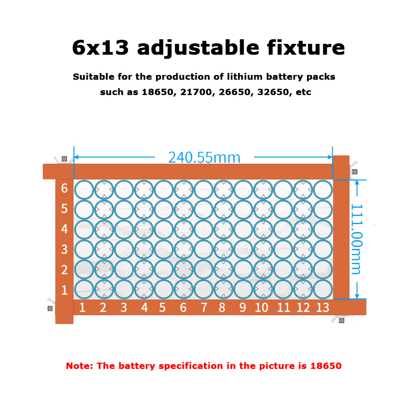 Battery universal fixture 18650 battery pack spot welding machine 21700 lithium battery welding fixture adjustable fixture frame: Red