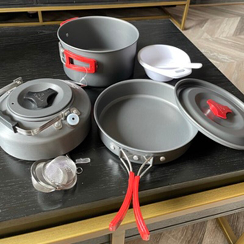 Outdoor Hiking Camping Cookware Set Aluminum Cooking Equipment Camping Gas Wood Stove Pans Cocina Camping Camping Supplies