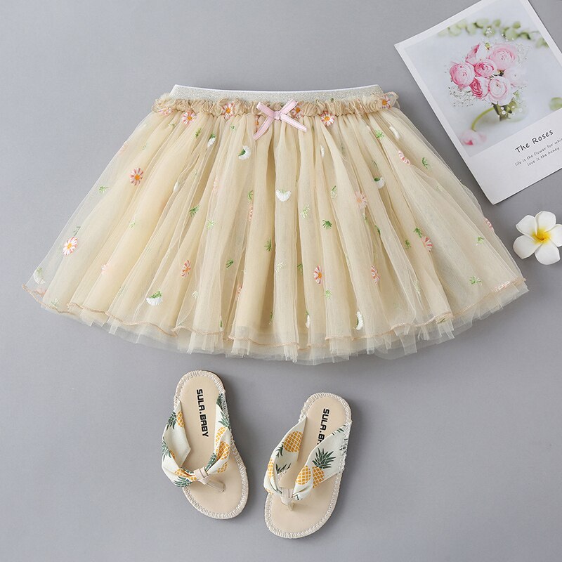 Jupe Tutu rose en Tulle pour filles, tenue de bal avec nœud, taille élastique, vêtements mignons pour enfants de 2 à 7 ans: Kaki / 2T-3T