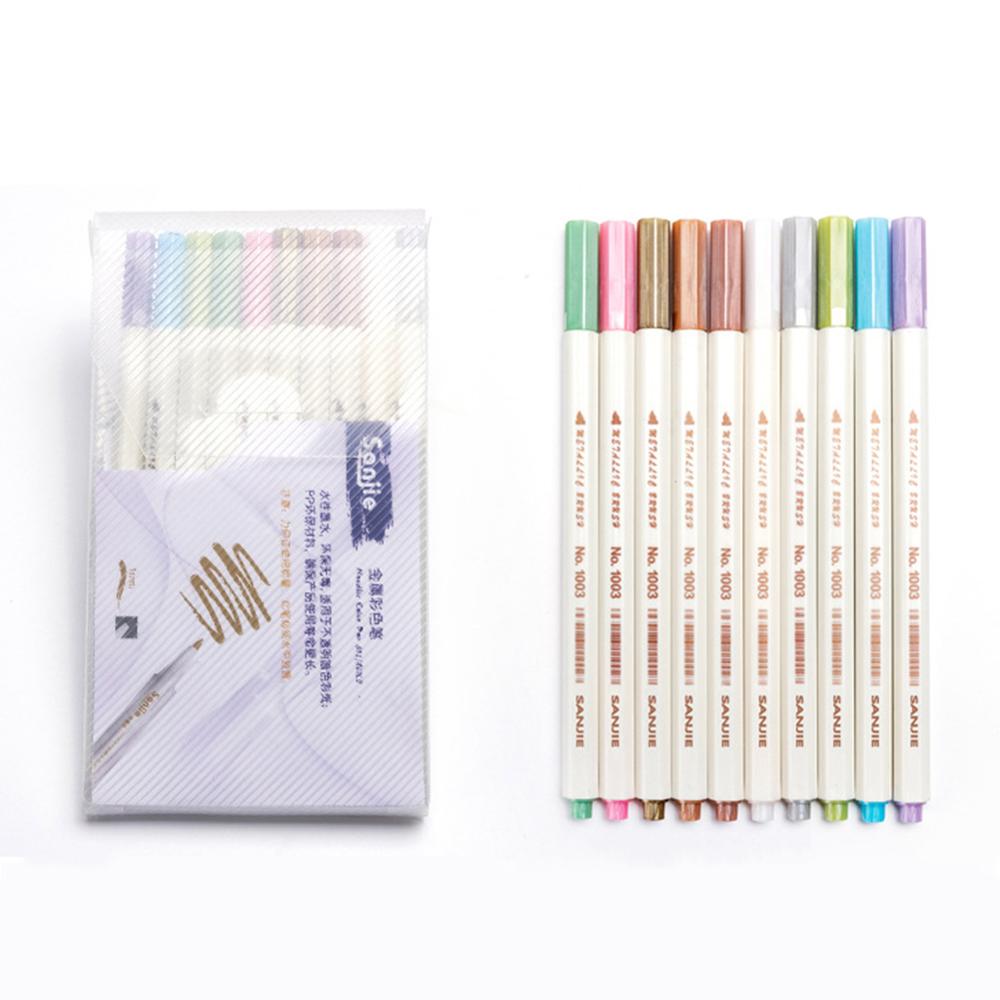 Artesanato 10 cores caneta marcador metálico desenho pintura canetas diy álbum de fotos scrapbooking artesanato cartão fazendo suprimentos de arte artigos de papelaria