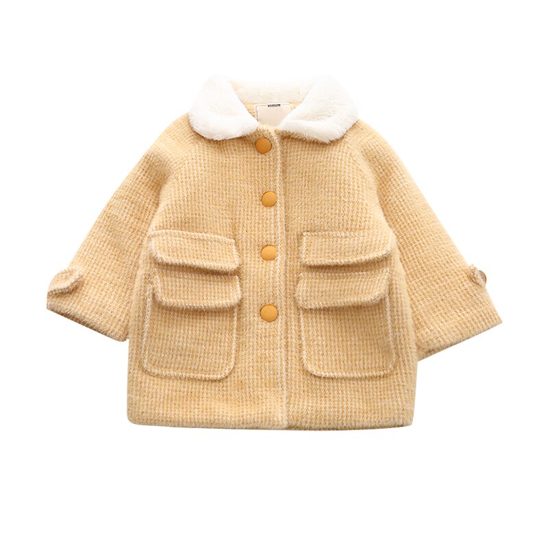 2 to 10 jaar meisjes wollen jas dikke warme winterjassen gele kinderkleding wollen jas dames kinderen overjassen