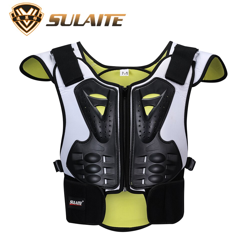 SULAITE Kind Body Protector Armor Motorjacks Motocross Back Shield Mouwloos Vest Spine Borst Beschermende Gears Jas