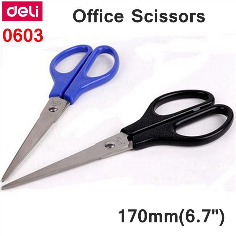 Deli 0603 Office Scissors 170mm(6.7") stainless scissors retail packing Good looking desk scissors