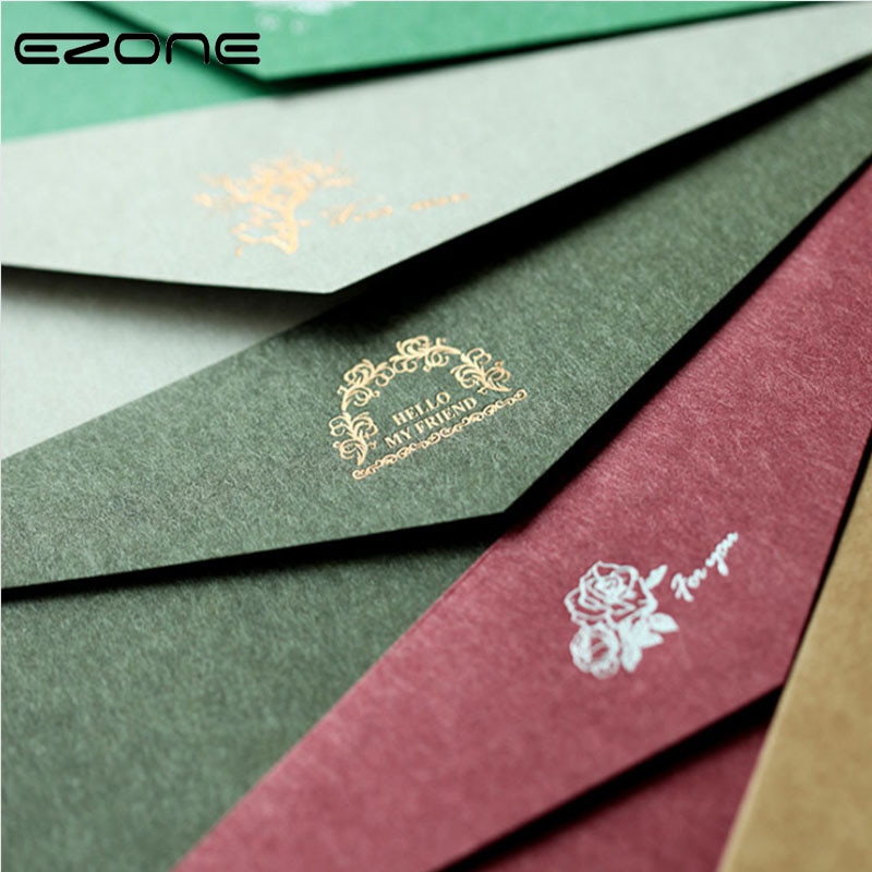 EZONE 1 PC Europese Stijl Envelop Gedrukt Stamping Patroon Kraftpapier Envelop 11*22 cm portemonnee Envelop