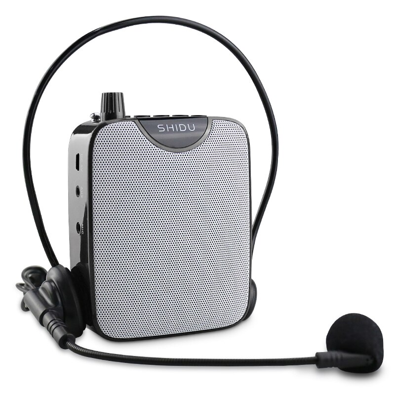 SHIDU-Amplificador de voz para micrófono para profesores, altavoz megáfono con Radio FM, reproductor de discos para guía de viaje: M500 Blach