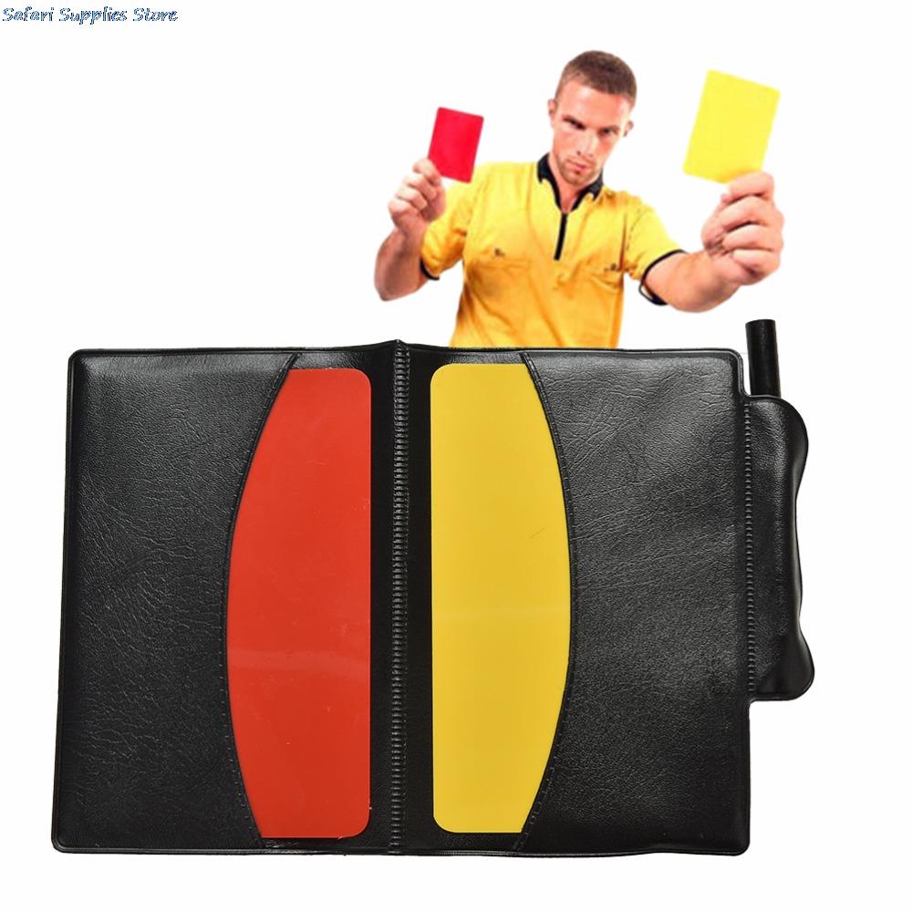 Sport Voetbal Scheidsrechter Portemonnee Notebook met Rode Kaart en Gele Kaart