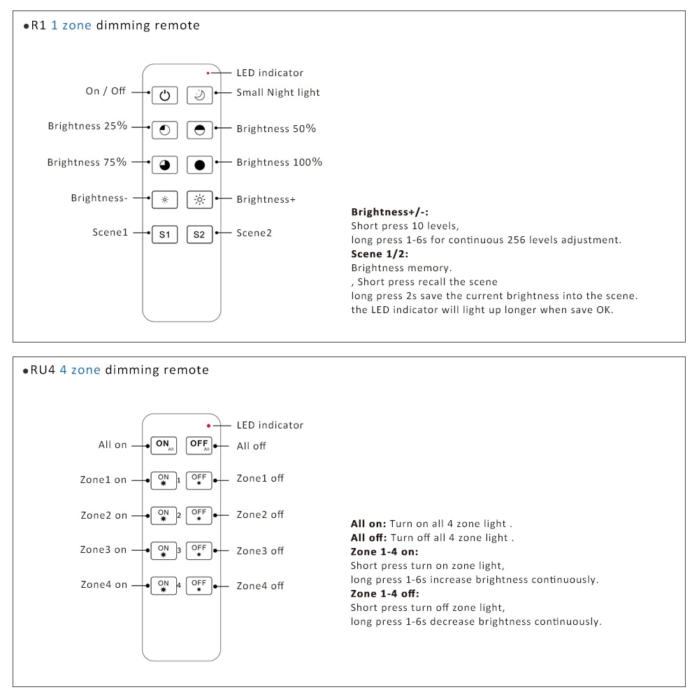 LED Dimmer Switch 12V 24V PWM 2.4G LED Touch RF Wireless Remote 5V 36V Smart Wifi Dimmer Controller for Single Color LED Strip