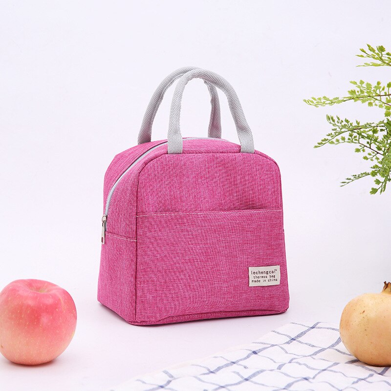 Cation Women Portable Lunch Bags Waterproof Zippe Student Bento Box Thermo Office School Picnic Cooler Handbag: Red