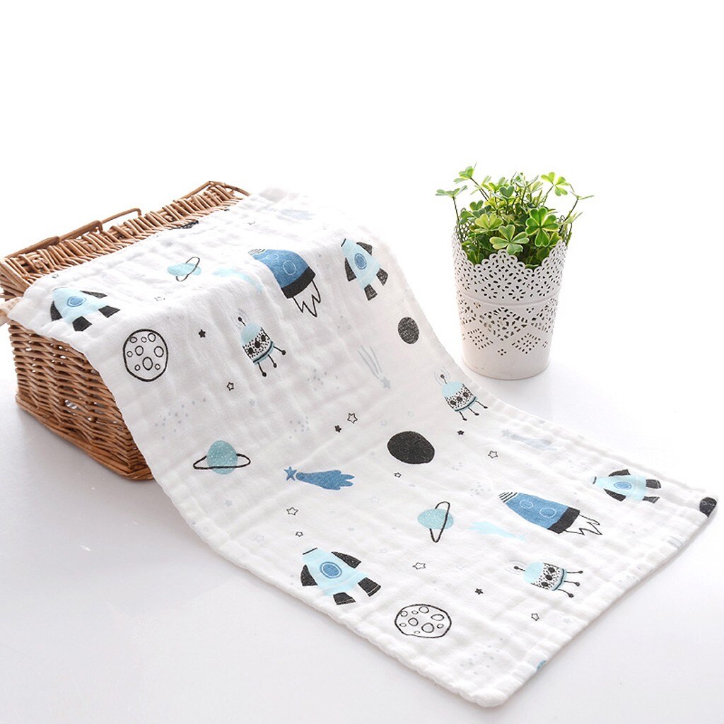 neugeboren Baby Karikatur Drucken Wasser waschen Baumwolle Gesicht waschen Handtuch Speichel Handtuch Musselin wickeln neugeboren Baby Bettwäsche Decken