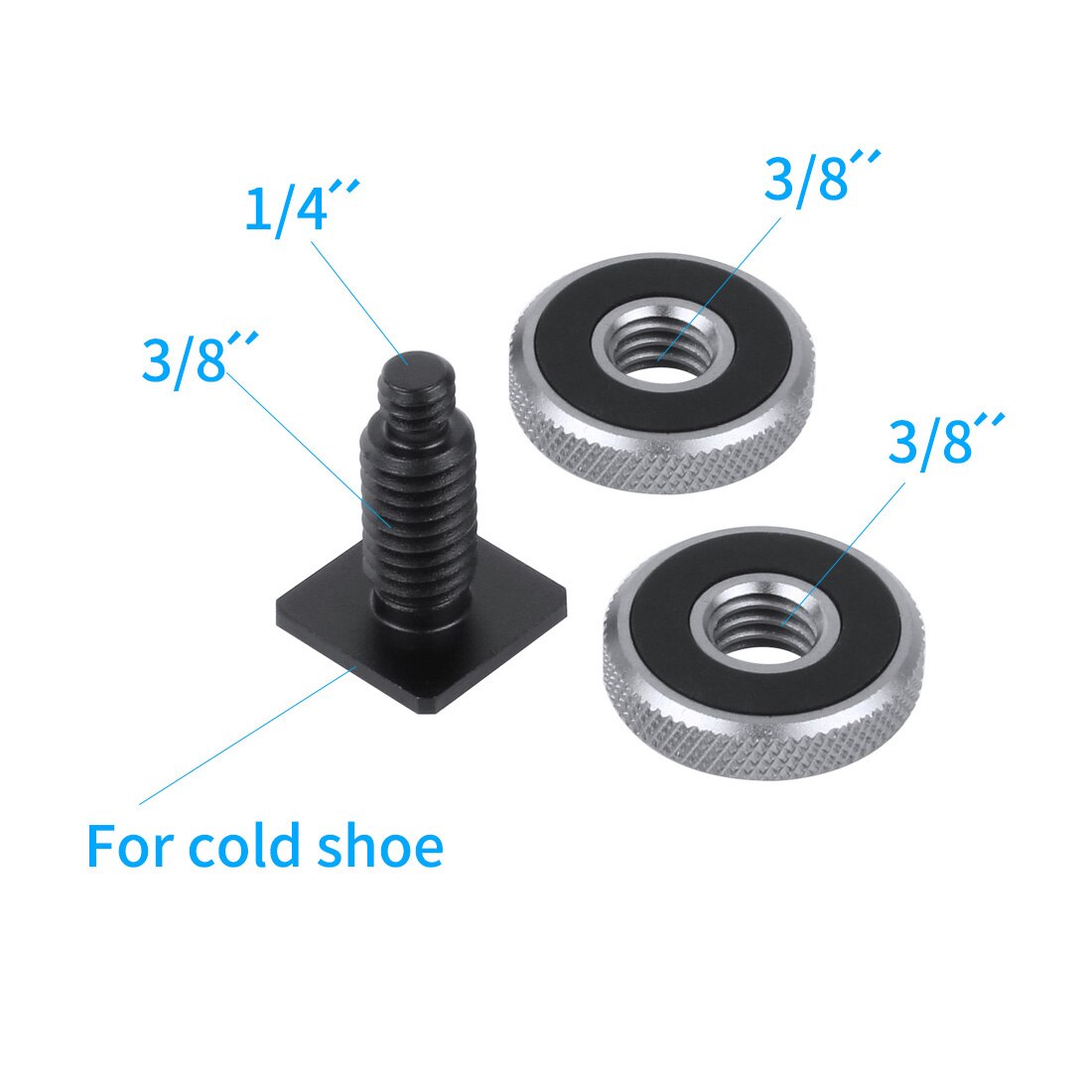 Tornillo de trípode para Flash, adaptador de montaje de zapata fría y , doble tuerca para luces LED DSLR SLR, accesorios de estudio, 1x3/8 vuelta, 1/4