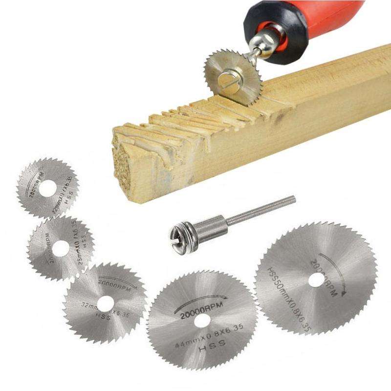 HSS Circular Saw Blade Rotary Tool For Cutting Metal Wood 7pcs Set Mini Power Discs Drill Mandrel Tool