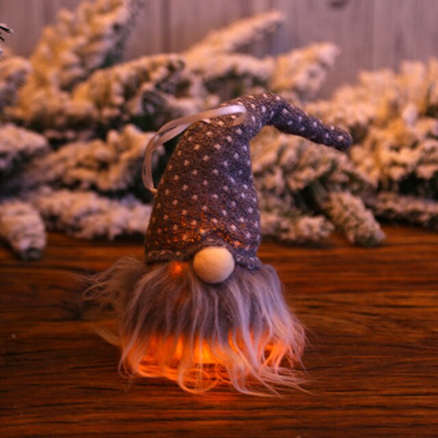 Jul ansigtsløs gnome belysning santa xmas til træ hængende vedhæng førte hjem dekoration lys ornamenter fest: Grå