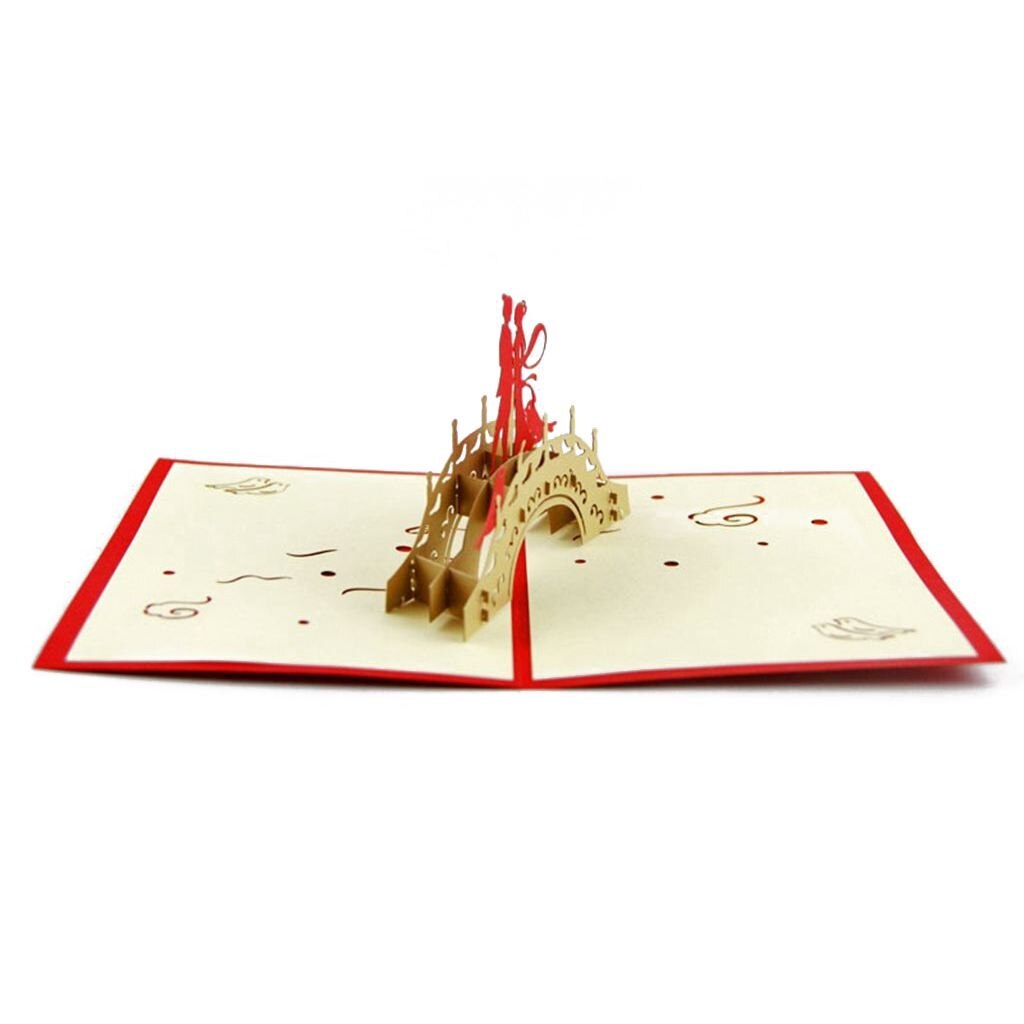 Papercraft Handmade 3D Pop Up Greeting Cards for Valentines,Lovers,Couple's Happy Anniversary (Magpie Bridge Date)