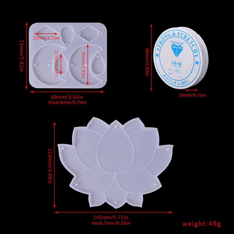 DIY Epoxy Resin Mold Moon Bee Pendant Silicone Mold Wind Chime Lotus Jewelry Pendant Molds: lotus wind chime