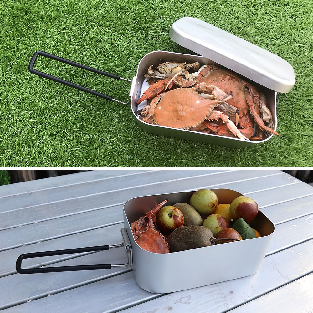 Mini Vouwen Kachel Lunchbox Stomen Rack Combo Set Voor Outdoor Picknick Camping Wandelen Vissen Bergbeklimmen Leger Kookgerei