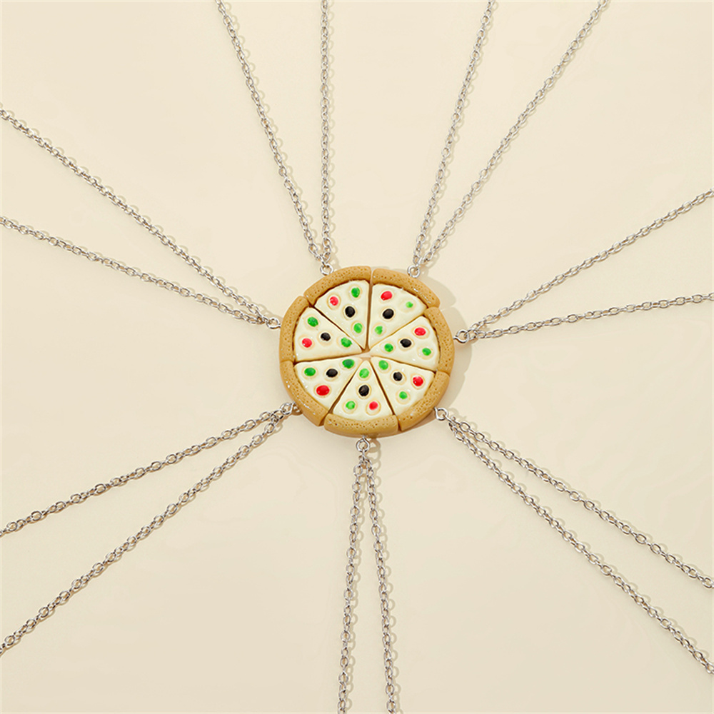 Mini Pizza BFF collier pour enfants dessin animé mignon 3D Pizza pendentif amitié collier breloques bijoux à bricoler soi-même accessoires
