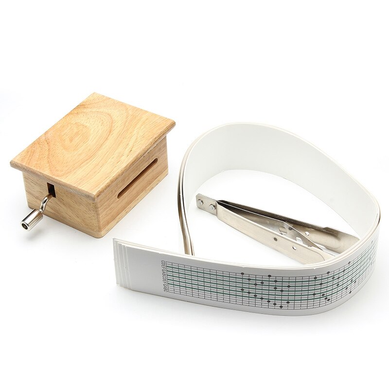15 Tone Hand Music Box With Puncher Wooden Box And 10 Paper Tape Music Sports Box Paper With Hand Shake Music Box