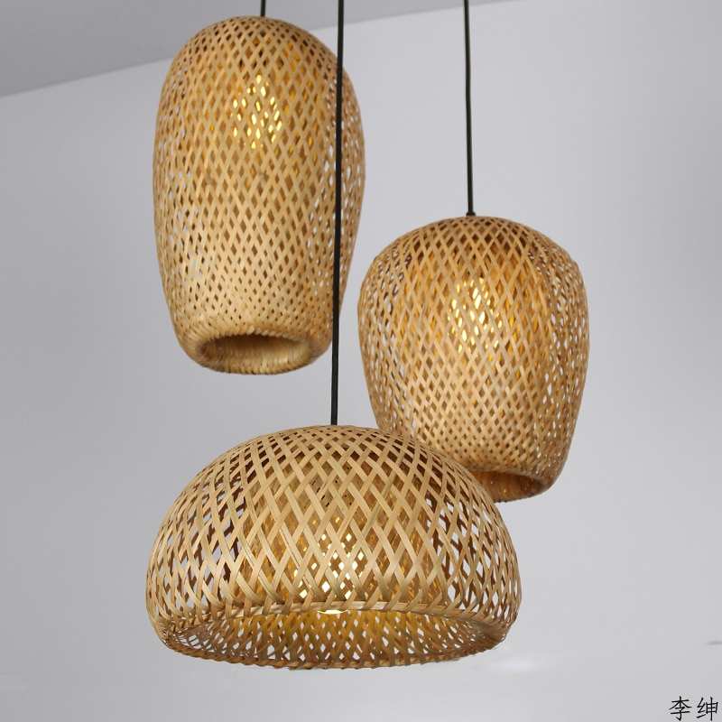 Chinese Hand Knitted Bamboo Art Pendant Lights Restaurant Caf Loft Hanging Pendant Lamp Home Decor Bamboo Led Light Fixtures