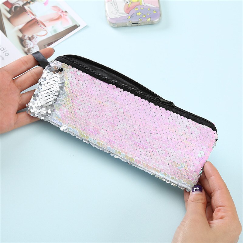 Colorful Pencil Case Reversible Sequin School Supplies Stationery Cute Pencil Box Pencilcase School Tools Pencil Cases